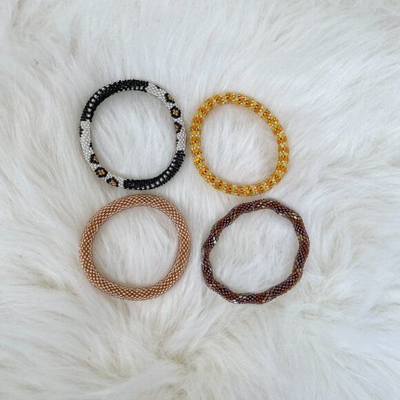 HAND CRAFTED in Nepal Beaded Bracelets (set of 4) #312 - Picture 3 of 5